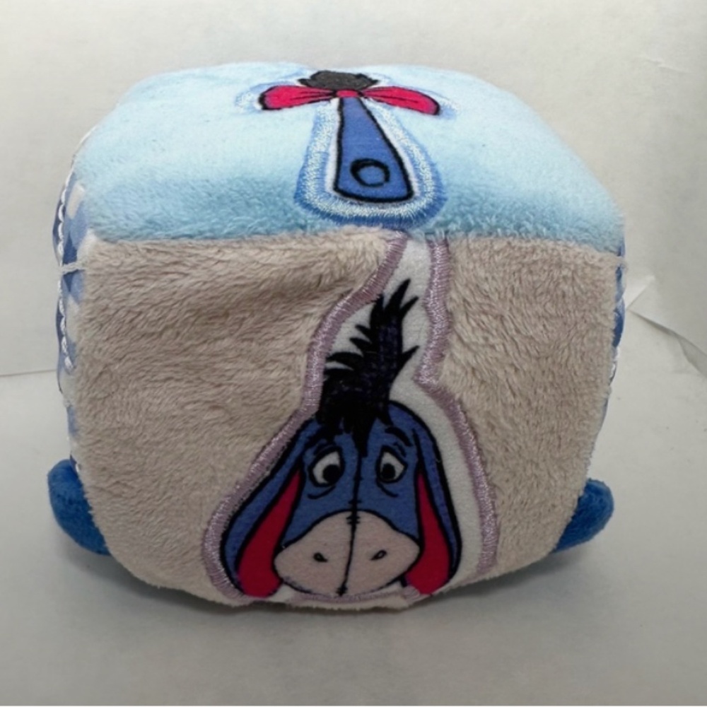 Disney Baby Eeyore  3" Cube Rattle Soft Lovey Blue Toy Winnie The Pooh Tail,ears